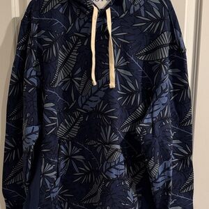 Life Is Good Blue Leaf Print Hoodie